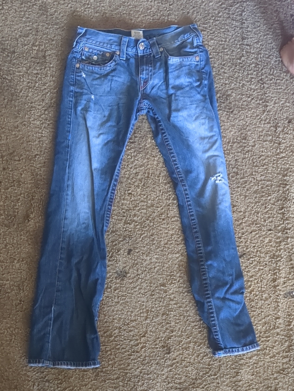 Slim Boot-cut Blue Jeans with Subtle Distressing